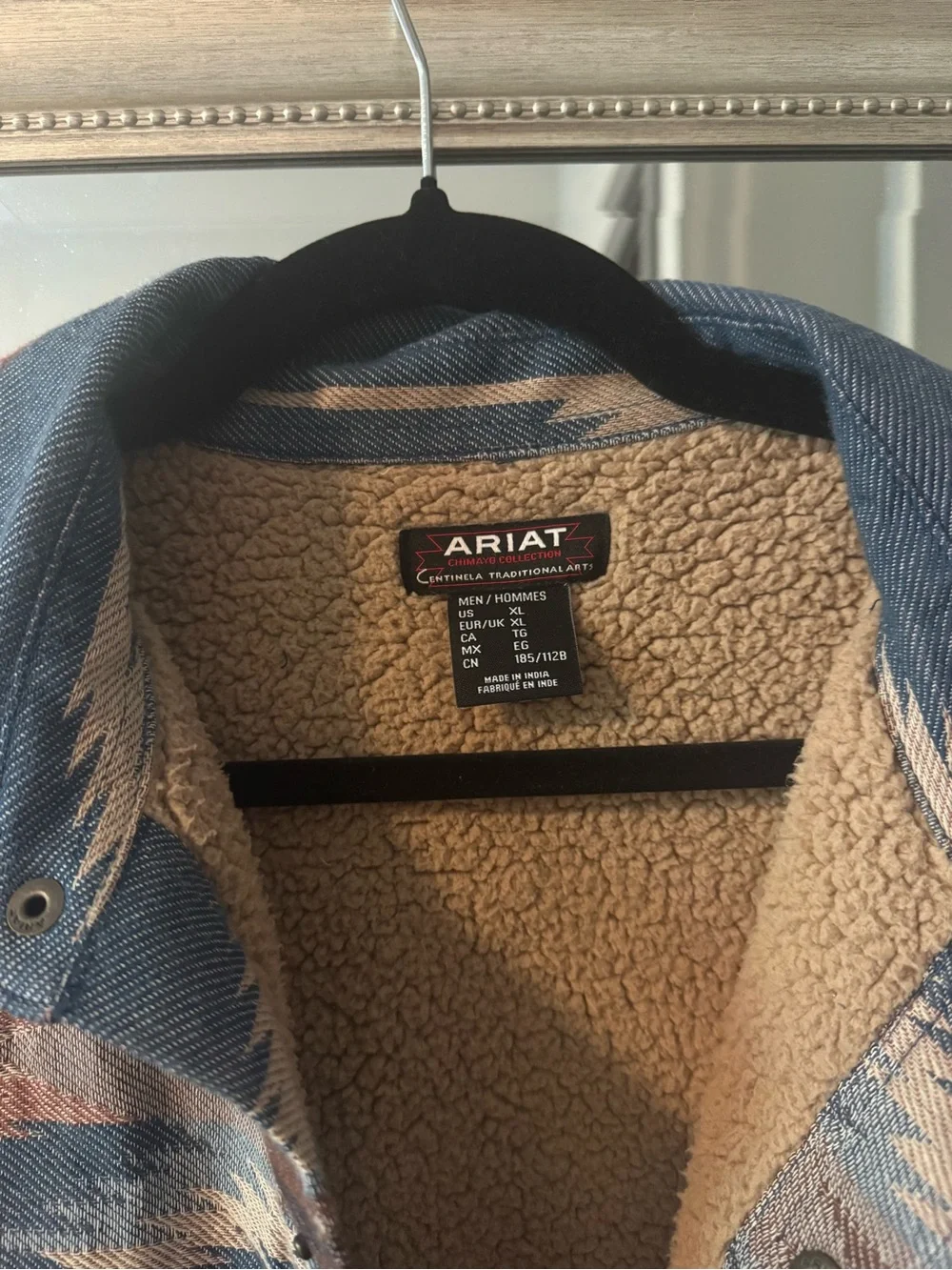Ariat Blue & Brown Southwestern Sherpa-Lined Field Coat
